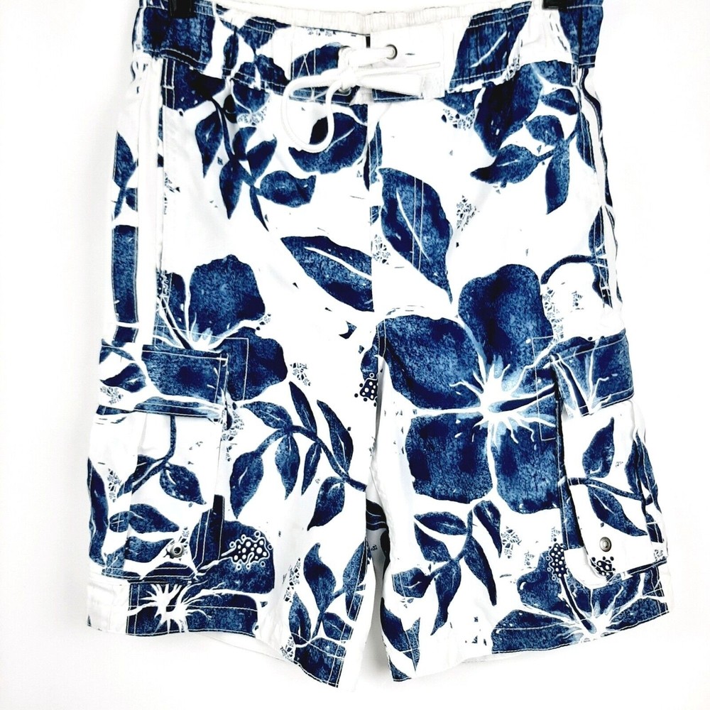 Mossimo Supply Company Navy Blue & White Board Shorts Swim Trunks Mens Small